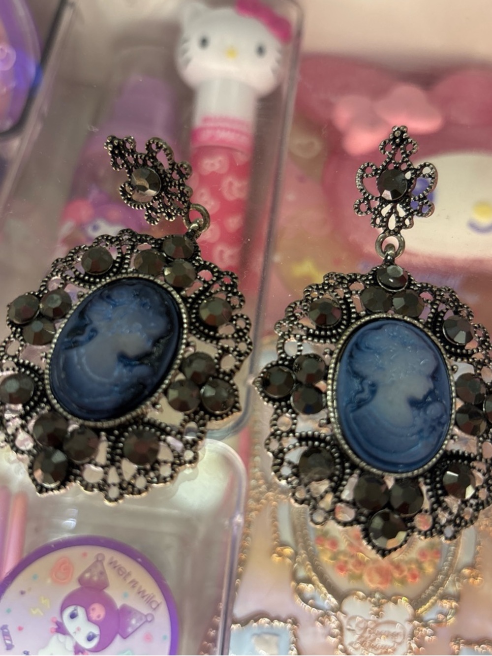 Blue Cameo Drop Earrings - Vintage-Inspired Women's Jewelry